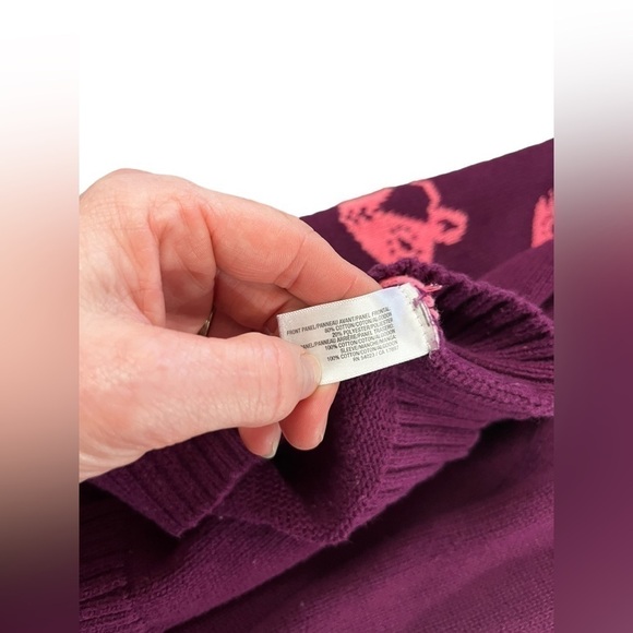 Old Navy Maroon Pink Fox Crewneck Knitted Sweater - Size 8 - Picture 4 of 12